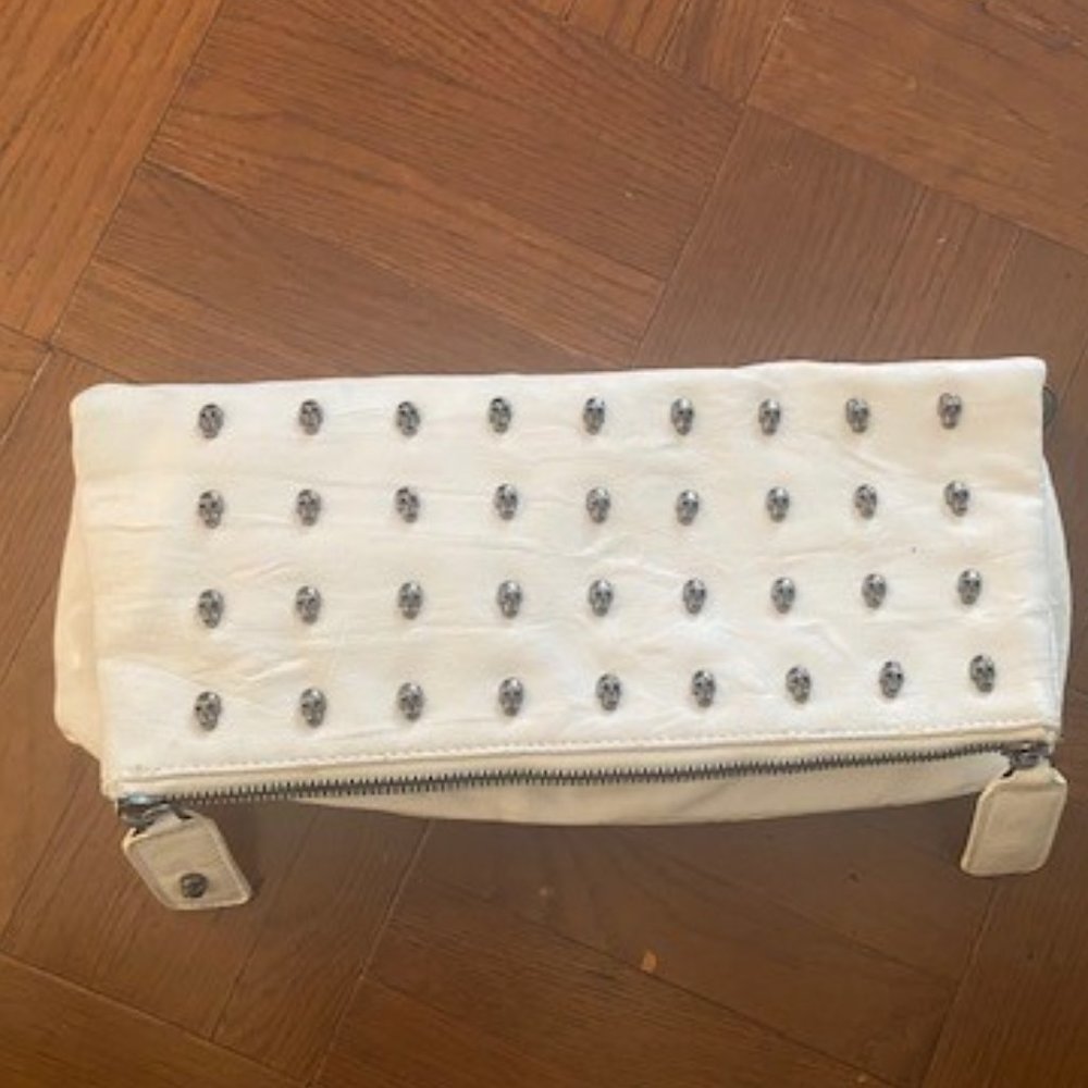 White LF Clutch with Gunmetal Skeleton Heads